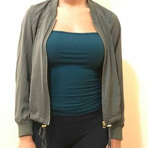 Olive Green Divided Zip-Up Jacket